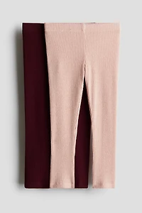 Lot de 2 leggings en tricot côtelé