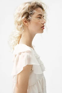 Flounced Tie-Front Blouse
