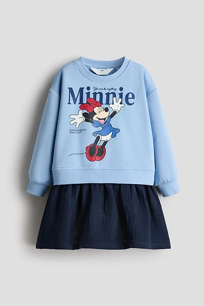 Muslin-Skirt Sweatshirt Dress