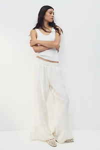 Ruffle-Trimmed Drawstring Pants