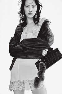 Lace-Trimmed Satin Dress