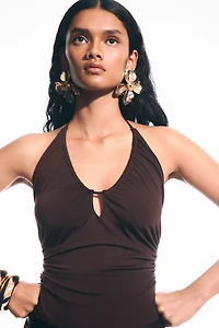 Draped Halterneck Bodysuit