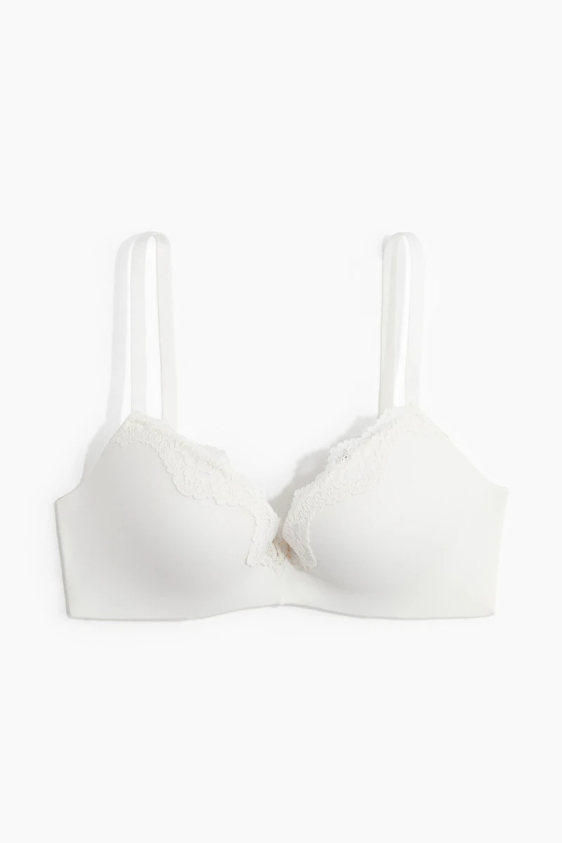 Soutien-gorge pigeonnant en microfibre et dentelle