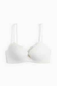 Soutien-gorge pigeonnant en microfibre et dentelle