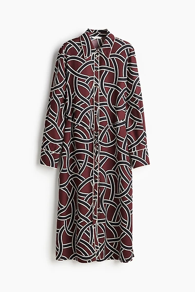 Patterned Tie-Belt Dress