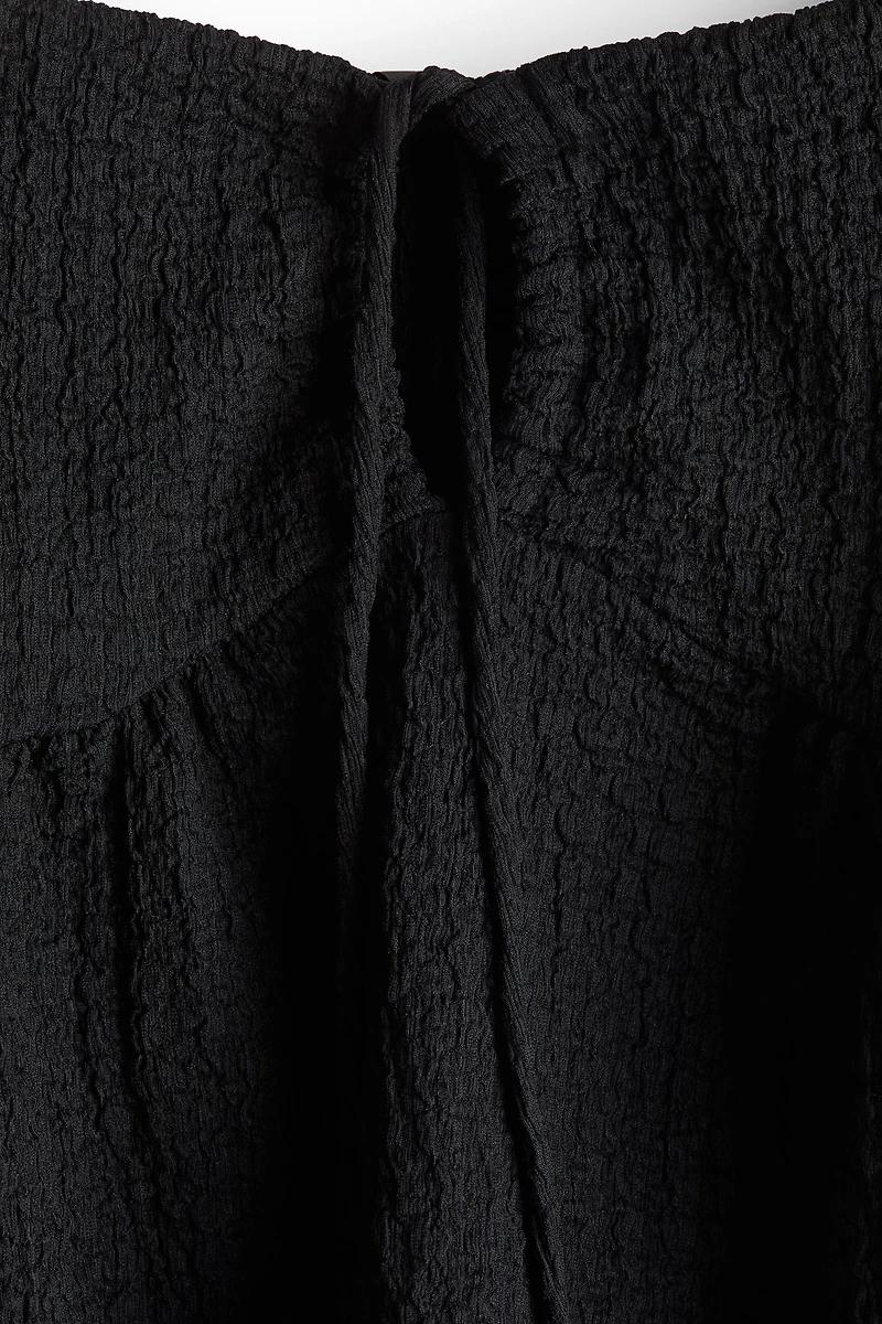 Crinkled Flutter-Sleeved Top