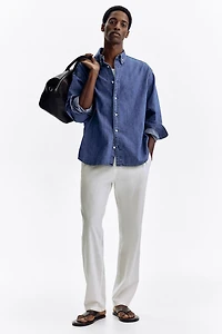 Regular-Fit Linen-Blend Pants
