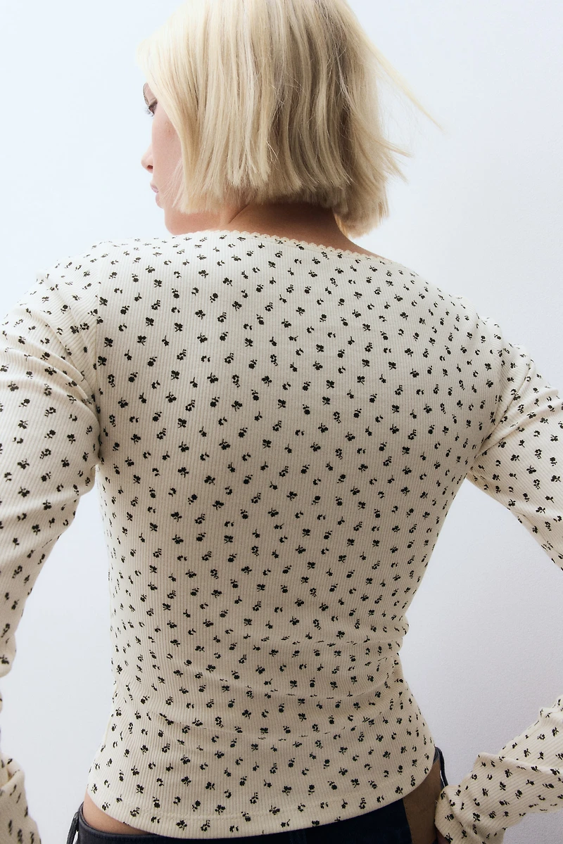 Picot-Trimmed Cotton Top
