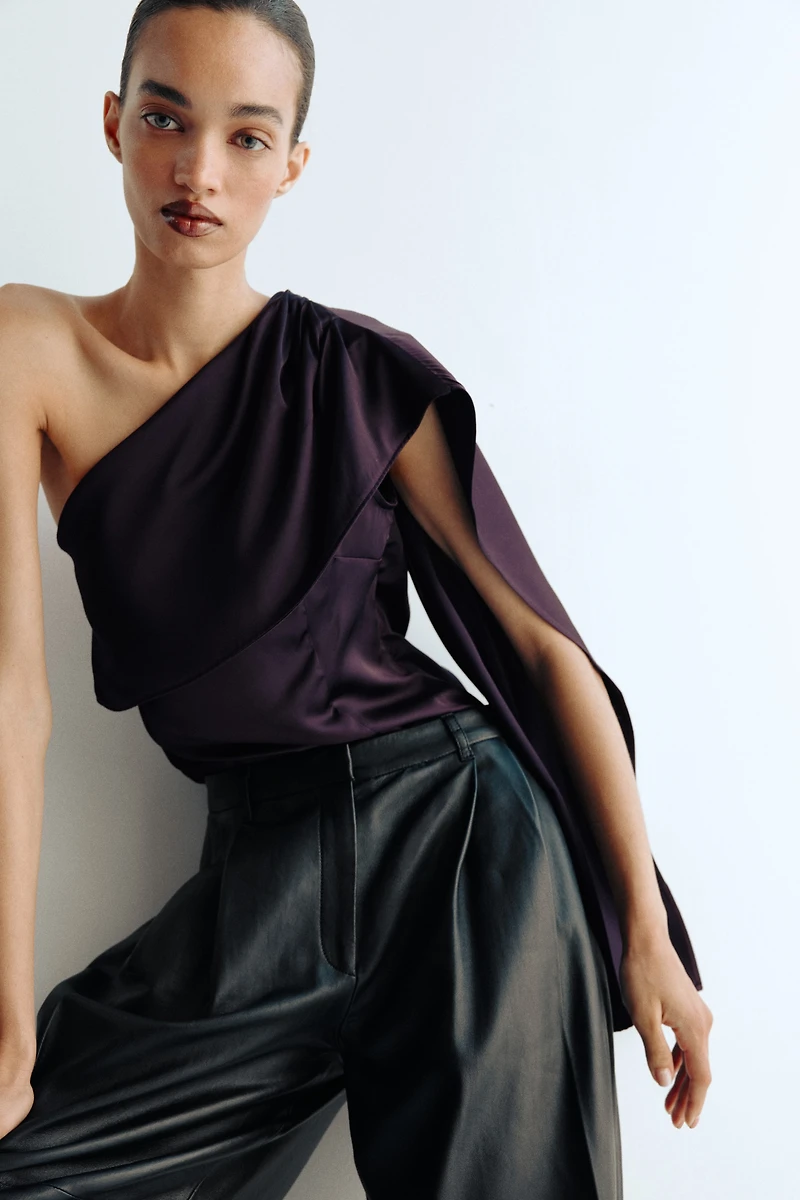 Scarf-Detail Satin Top