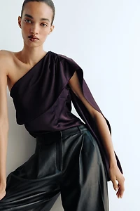 Scarf-Detail Satin Top