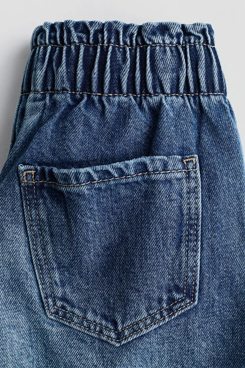 Paper-Bag Denim Shorts
