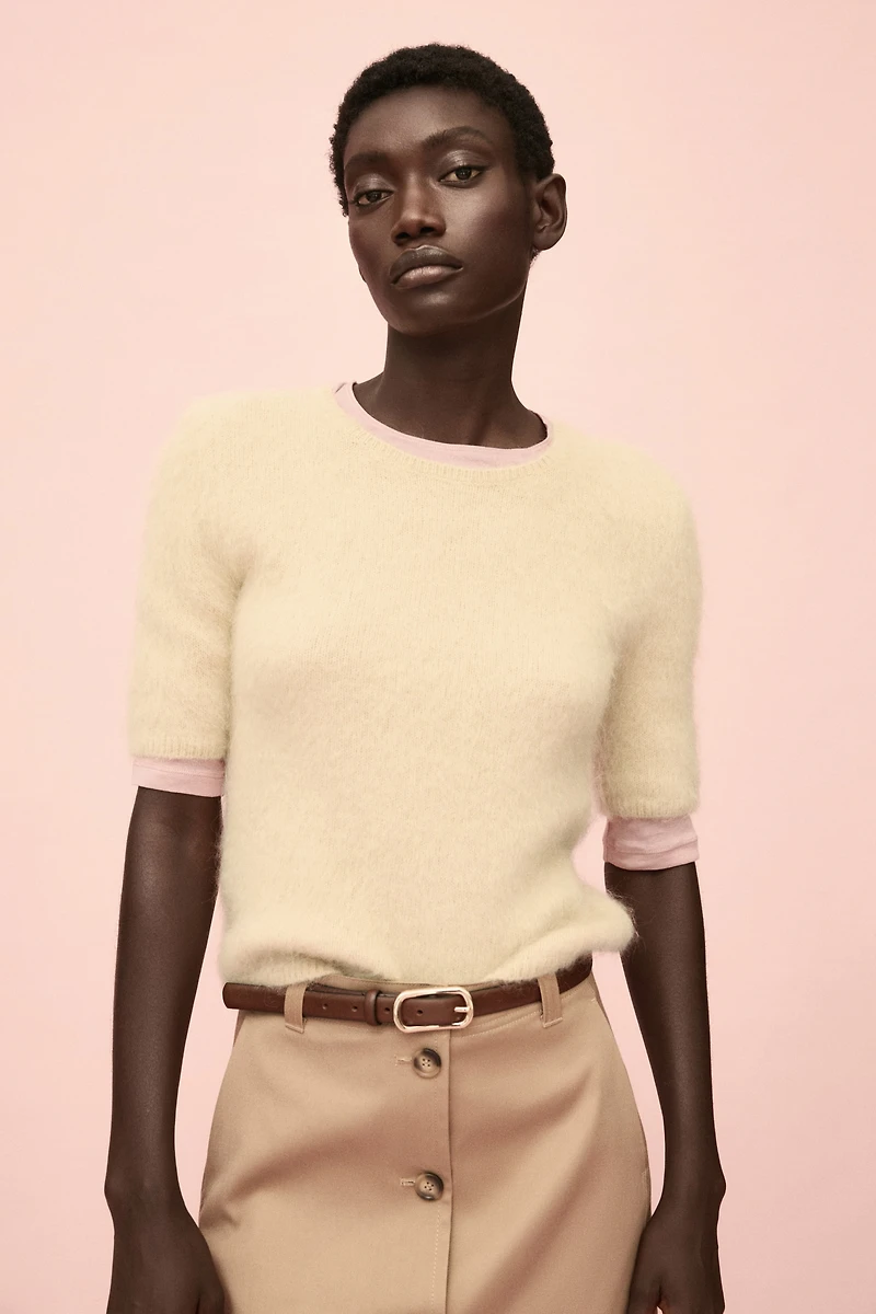 Knitted mohair-blend T-shirt