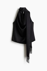 Scarf-Detail Satin Top