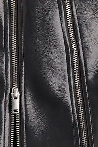 Jupe en tissu enduit avec fermetures éclair