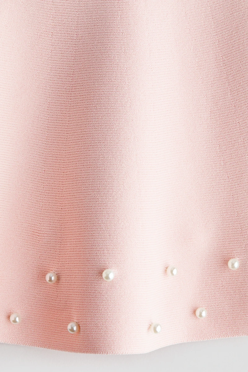 Bead-Detail Fine-Knit Skirt