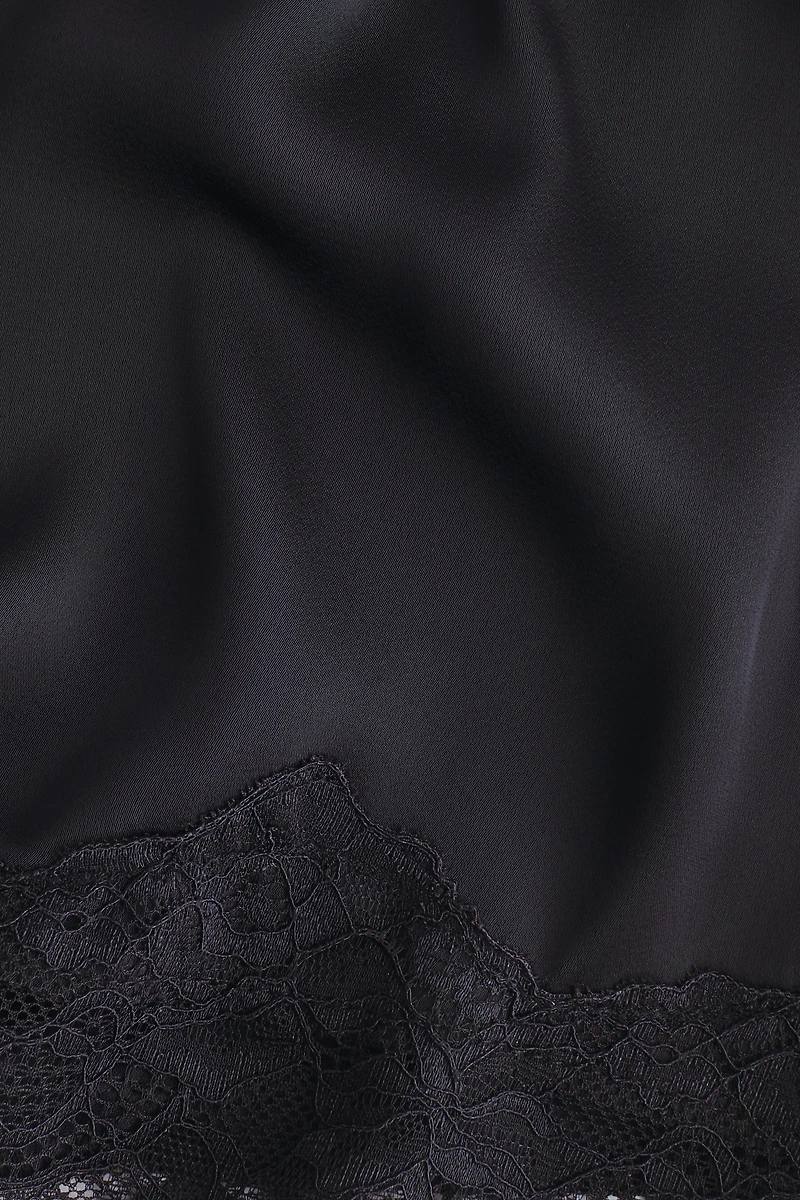 Lace-Trimmed Satin Shorts