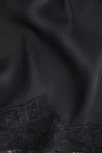 Lace-Trimmed Satin Shorts