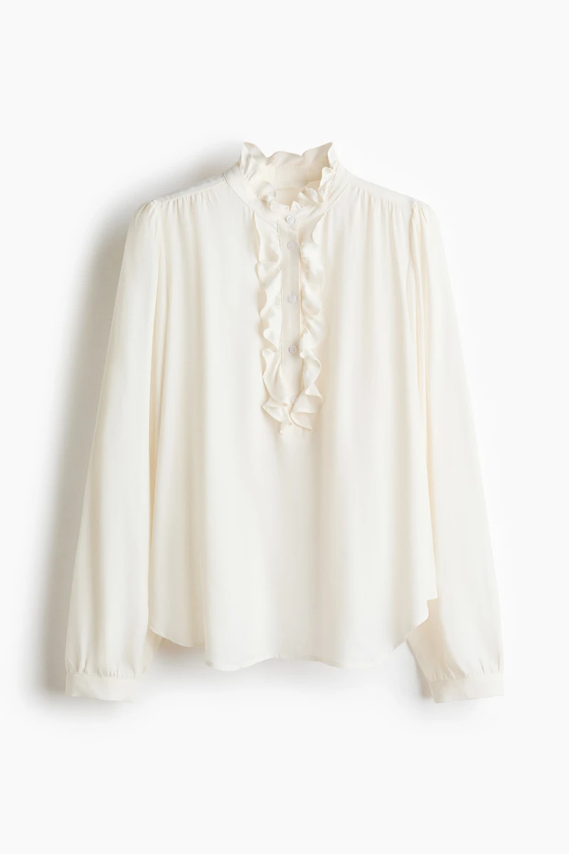 Blouse à col volanté en viscose