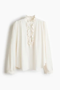 Blouse à col volanté en viscose