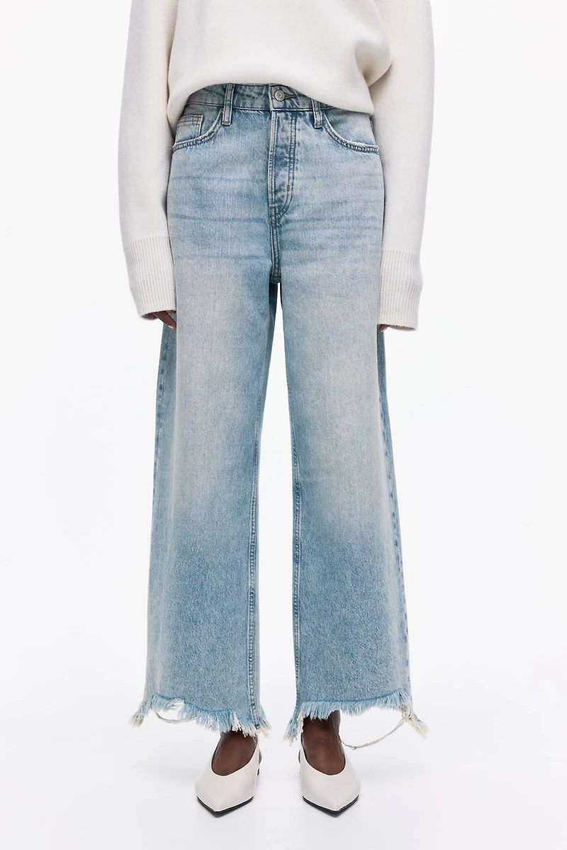 Wide High Waist Ankle Jeans