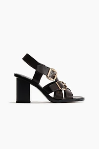Buckle-Detail Heeled Sandals