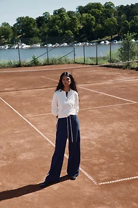 Wide-Leg Drawstring Pants