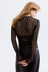 Lace-Look Thong Bodysuit