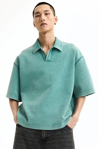 Oversized Washed-Look Polo Shirt