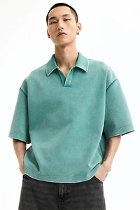Oversized Washed-Look Polo Shirt