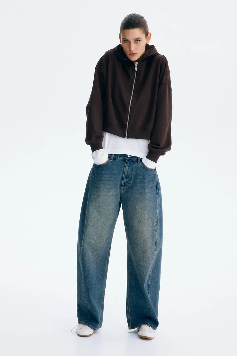 Veste courte à fermeture éclair avec capuche