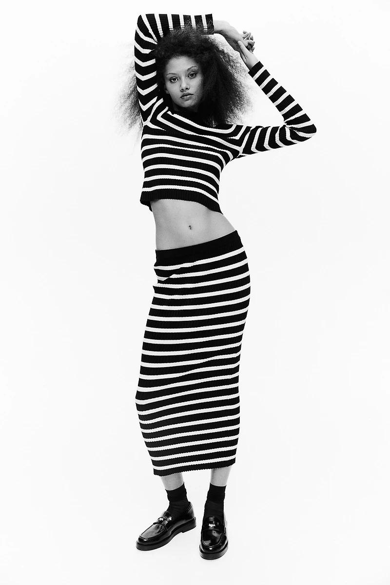 Rib-knit Boat-neck Top