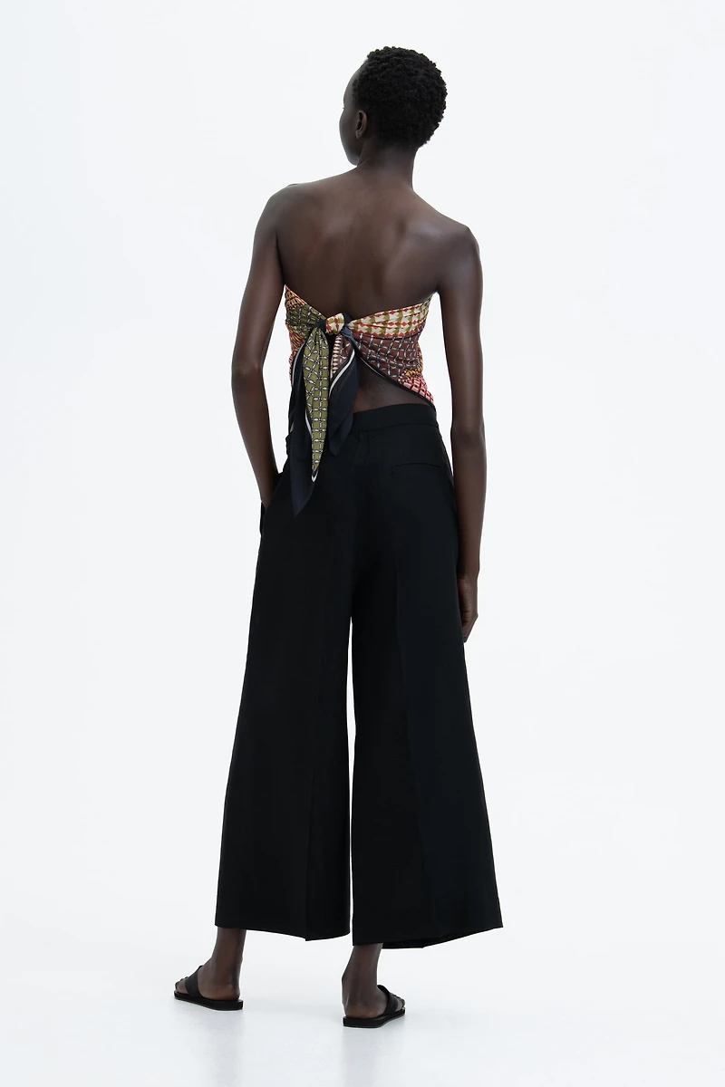 Ankle-Length Linen-Blend Pants