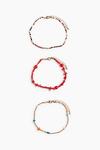 3-Pack Beaded Anklets