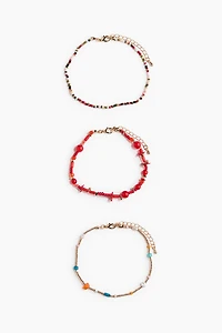 3-Pack Beaded Anklets