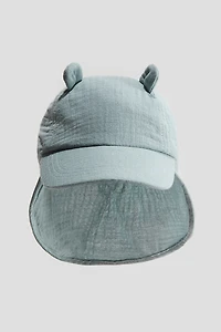 Ear-detail Muslin Cap