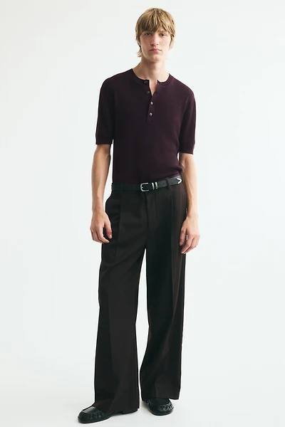 Slim-Fit Fine-Knit Henley Shirt