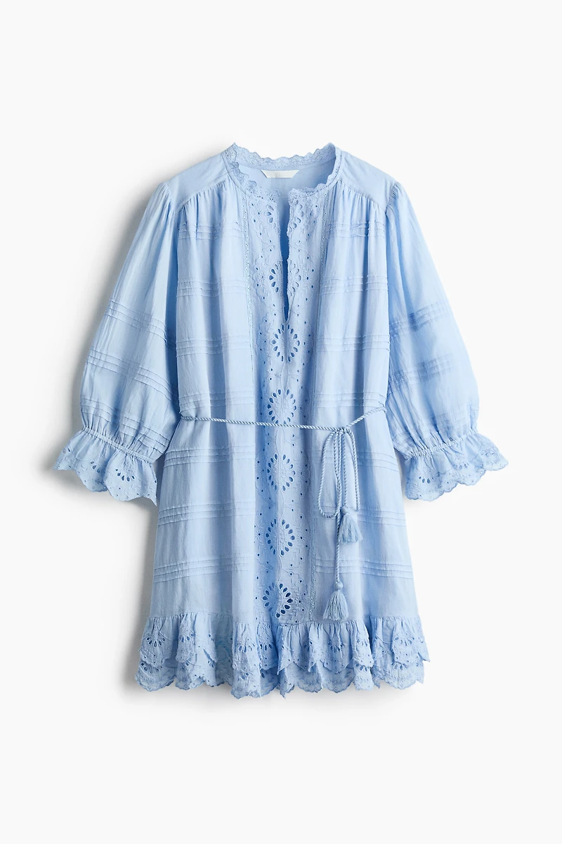 Cotton Dress with Eyelet Embroidery