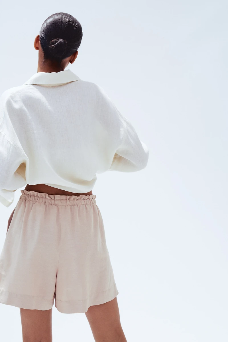 Linen-Blend Drawstring Shorts
