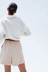 Linen-Blend Drawstring Shorts