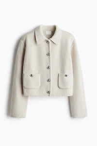 Rib-Knit Wool Cardigan