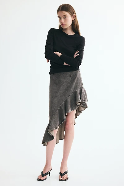 Asymmetric Denim Skirt