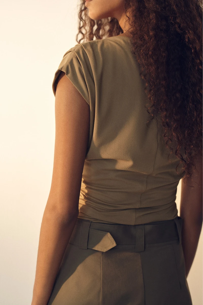 Draped Boat-Neck Top