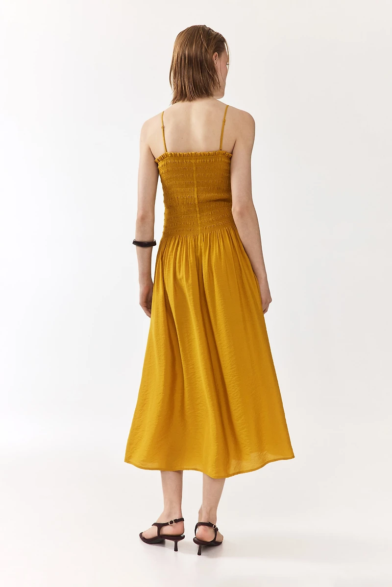Smocked-Bodice Strappy Dress