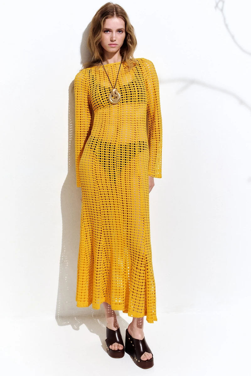 Pointelle-Jersey Maxi Dress