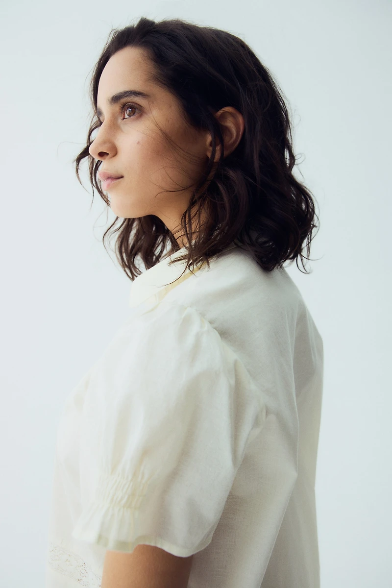 Lace-inset cotton pyjamas