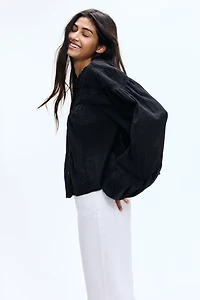 Ruffle-Collar Cotton Blouse