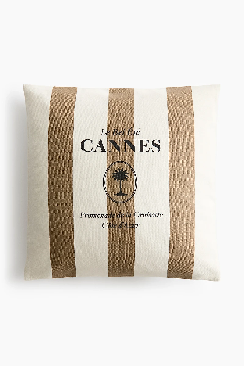 Print-Motif Canvas Cushion Cover