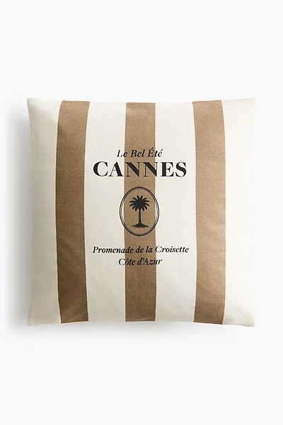 Print-Motif Canvas Cushion Cover