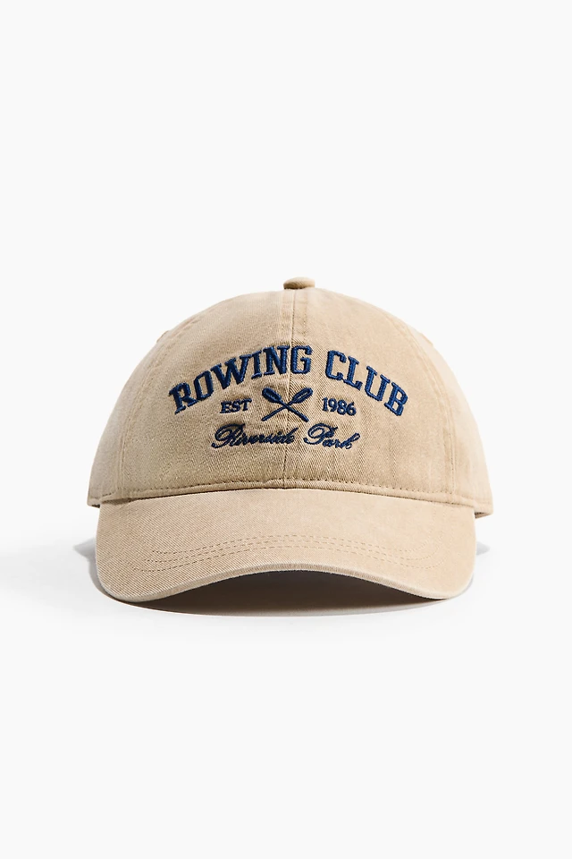 Embroidered-motif Twill Cap