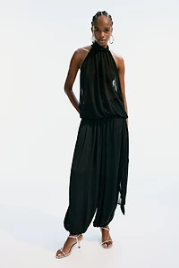 Draped-Panel Balloon-Leg Pants